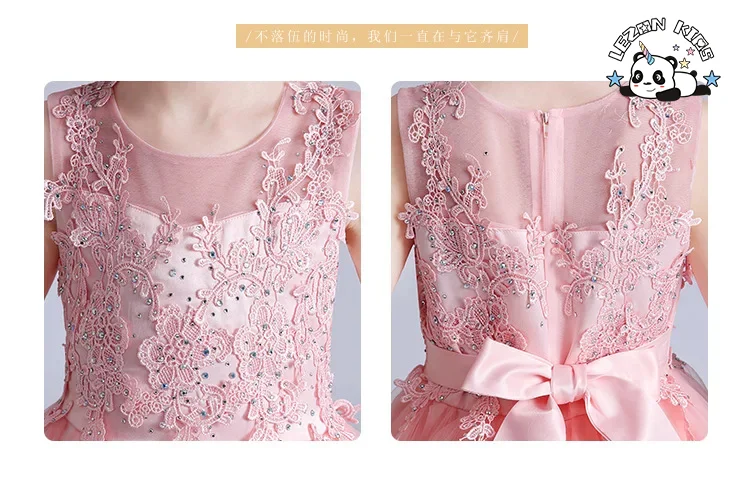 LEZONKIDS - Vestidos de Tule em Camadas com Bordados para Meninas para Casamento
